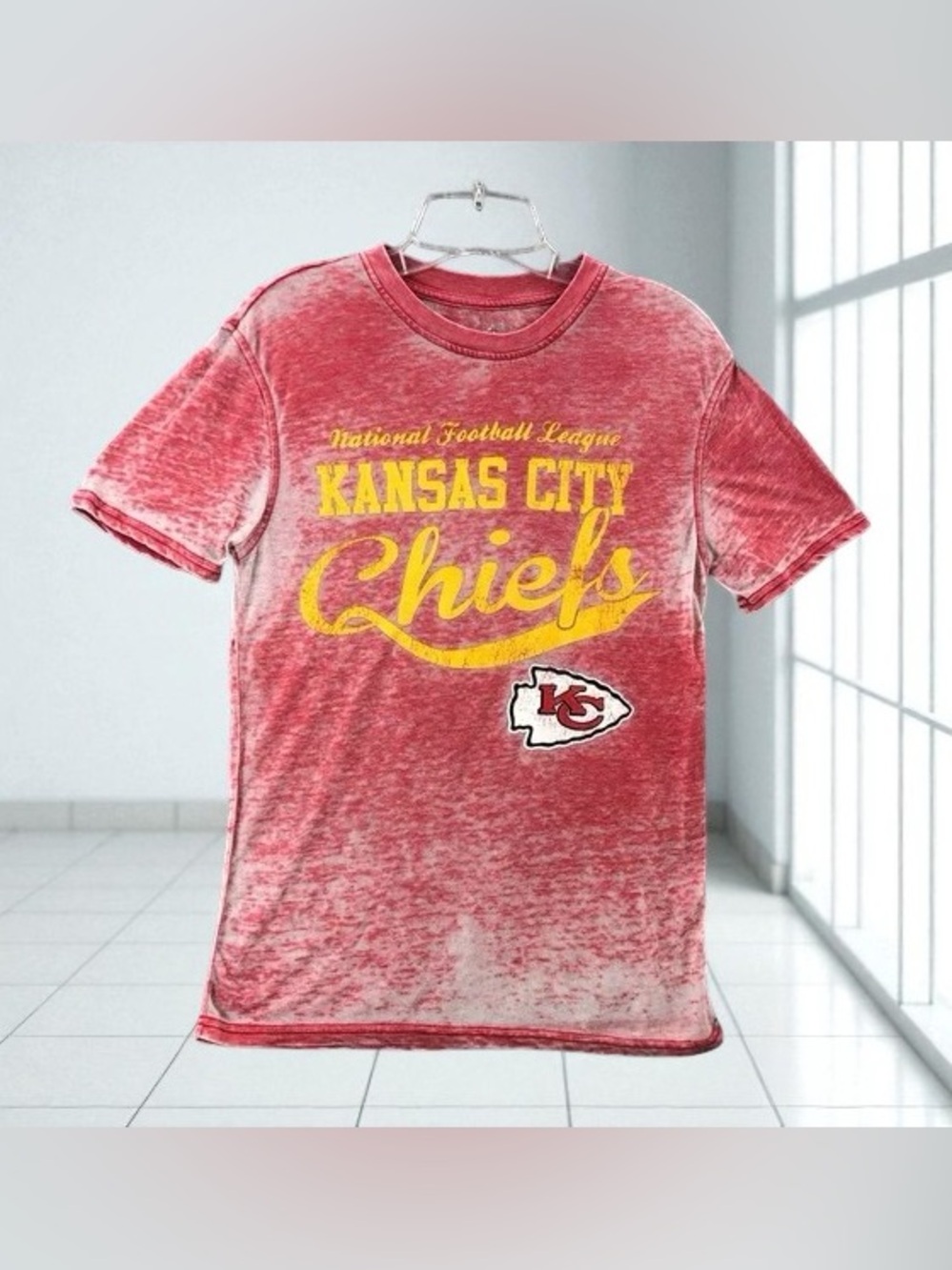 🔮Kansas City Chiefs Red Distressed Crewneck T-Shirt